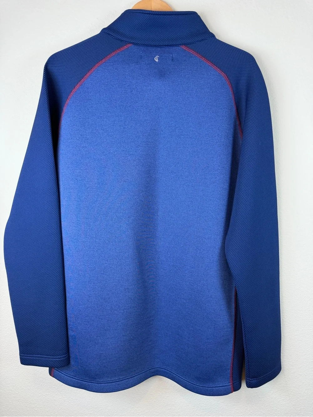 Criquet Quarter Zip Pullover Blue Raglan Long Sleeve Performance Shirt Sz Large